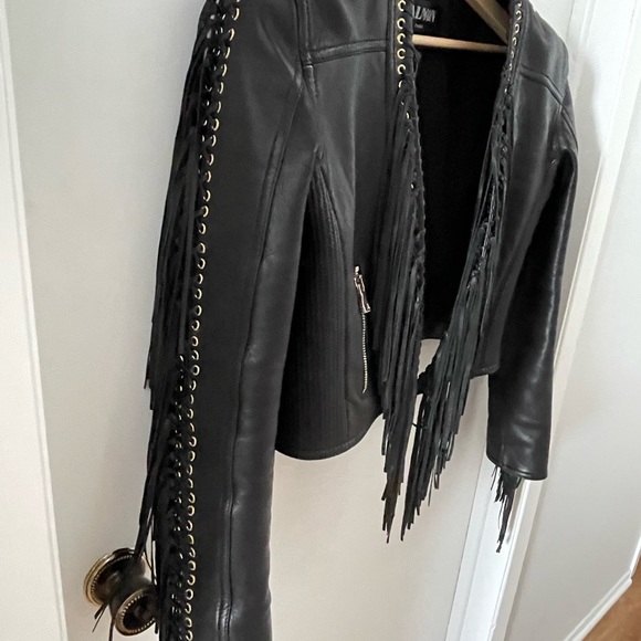 Balmain Paris Genuine Lamb Skin Biker Leather Jacket Size 42 FR - Picture 2 of 10